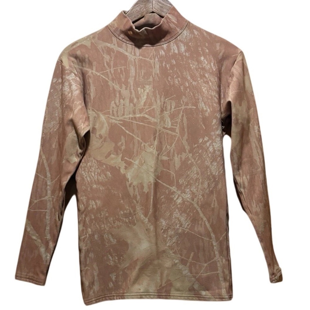 Under Armour Mens‎ Small Realtree Hardwoods Camo Hunting Long Sleeve Shirt Mock